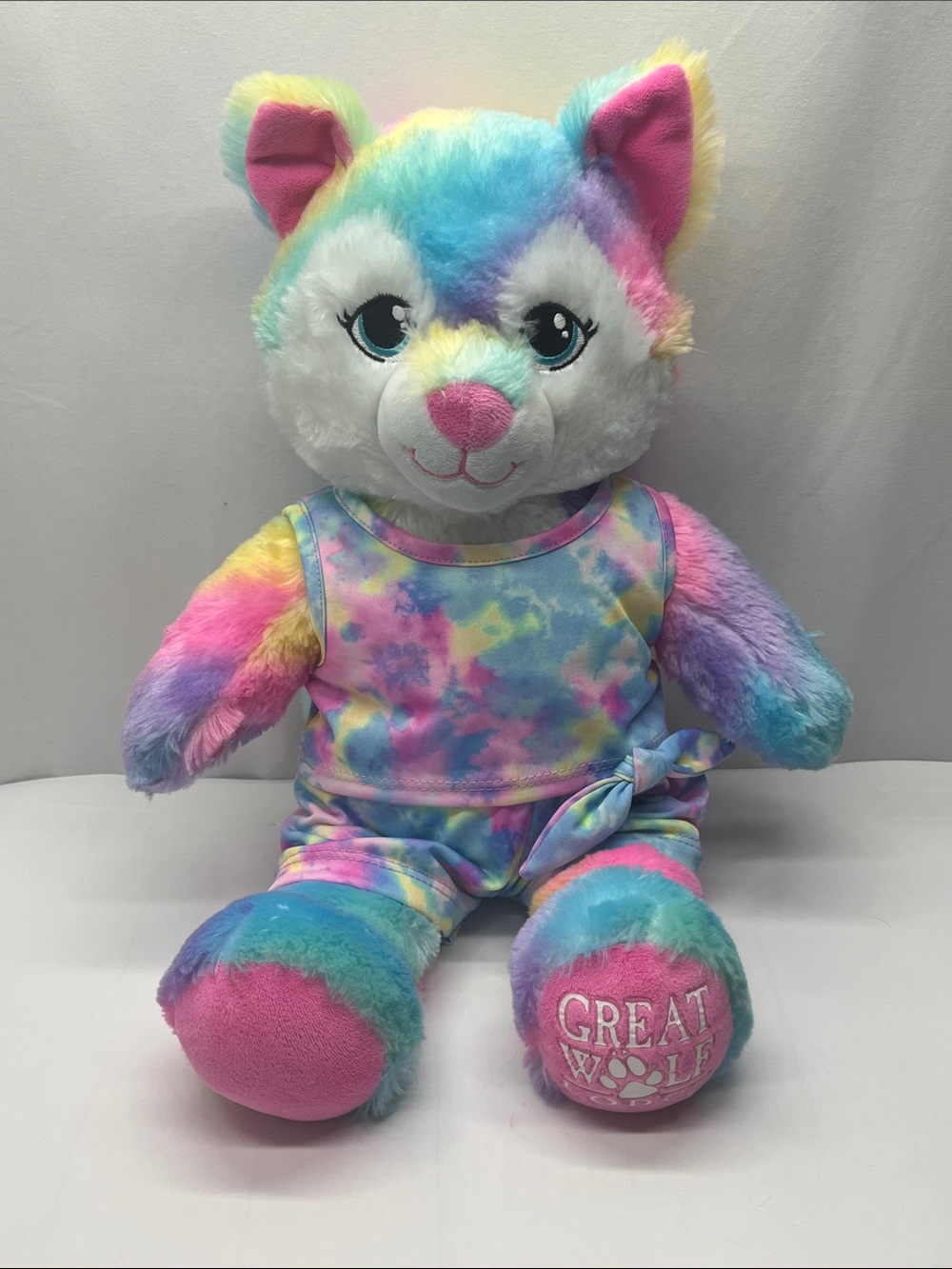 Build-A-Bear Multicolor Pastel Tie-Dye Plush Wolf - Picture 2 of 7